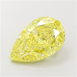Picture of Lab Grown Diamond 4.06 Carats, Pear with  Cut, Fancy Intense Yellow Color, VS1 Clarity and Certified by IGI