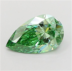 Picture of Lab Grown Diamond 1.51 Carats, Pear with  Cut, Fancy Vivid Green Color, VVS2 Clarity and Certified by IGI