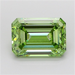 Picture of Lab Grown Diamond 5.57 Carats, Emerald with  Cut, Fancy Vivid Green Color, VS2 Clarity and Certified by IGI
