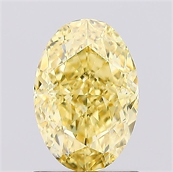 Picture of Lab Grown Diamond 1.22 Carats, Oval with  Cut, Fancy Vivid Yellow Color, VVS2 Clarity and Certified by IGI