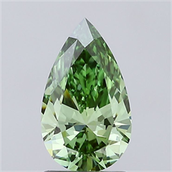 Picture of Lab Grown Diamond 1.33 Carats, Pear with  Cut, Fancy Vivid Green Color, VS1 Clarity and Certified by IGI