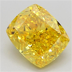 Picture of Lab Grown Diamond 1.69 Carats, CUSHION MODIFIED with  Cut, Fancy Vivid Yellow Color, VVS2 Clarity and Certified by IGI
