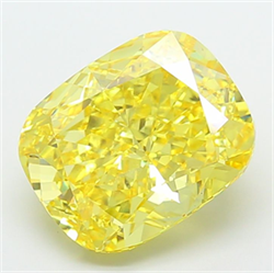 Picture of Lab Grown Diamond 8.02 Carats, CUSHION MODIFIED with  Cut, Fancy Vivid Yellow Color, VS1 Clarity and Certified by IGI