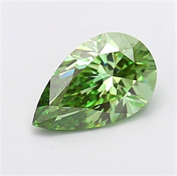 Picture of Lab Grown Diamond 1.50 Carats, Pear with  Cut, Fancy Vivid Green Color, VS1 Clarity and Certified by IGI