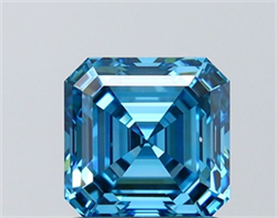 Picture of Lab Grown Diamond 1.55 Carats, Asscher with  Cut, Fancy Vivid Blue Color, VVS1 Clarity and Certified by IGI