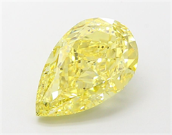 Picture of Lab Grown Diamond 3.51 Carats, Pear with  Cut, Fancy Vivid Yellow Color, VS2 Clarity and Certified by IGI