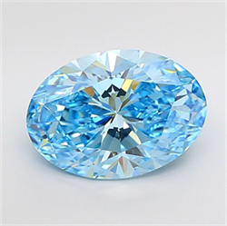 Picture of Lab Grown Diamond 3.86 Carats, Oval with  Cut, Fancy Vivid Blue Color, VVS2 Clarity and Certified by IGI
