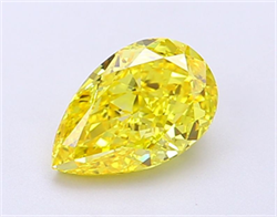 Picture of Lab Grown Diamond 1.57 Carats, Pear with  Cut, Fancy Vivid Yellow Color, VVS2 Clarity and Certified by IGI