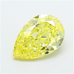 Picture of Lab Grown Diamond 3.49 Carats, Pear with  Cut, Fancy Vivid Yellow Color, VS2 Clarity and Certified by IGI