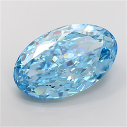 Picture of Lab Grown Diamond 17.10 Carats, Oval with  Cut, Fancy Vivid Blue Color, VS1 Clarity and Certified by IGI