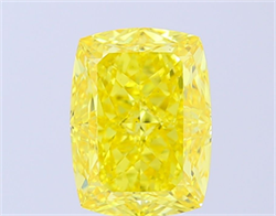 Picture of Lab Grown Diamond 5.02 Carats, CUSHION MODIFIED with  Cut, Fancy Vivid Yellow Color, VS2 Clarity and Certified by IGI