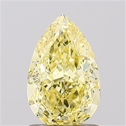 Picture of Lab Grown Diamond 1.21 Carats, Pear with  Cut, Fancy Intense Yellow Color, VVS2 Clarity and Certified by IGI