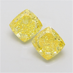 Picture of Lab Grown Diamond 4.10 Carats, CUSHION MODIFIED with  Cut, Fancy Vivid Yellow Color, VS1 Clarity and Certified by IGI
