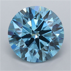 Picture of Lab Grown Diamond 3.48 Carats, Round with Ideal Cut, Fancy Vivid Blue Color, VVS2 Clarity and Certified by IGI