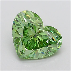 Picture of Lab Grown Diamond 3.03 Carats, Heart with  Cut, Fancy Vivid Green Color, VS1 Clarity and Certified by IGI