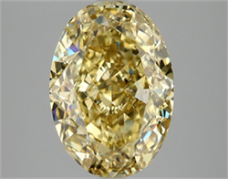 Picture of Lab Grown Diamond 5.10 Carats, Oval with  Cut, Fancy Vivid Yellow Color, VS2 Clarity and Certified by IGI