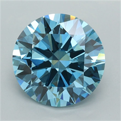 Picture of Lab Grown Diamond 3.00 Carats, Round with Excellent Cut, Fancy Vivid Blue Color, VVS2 Clarity and Certified by IGI