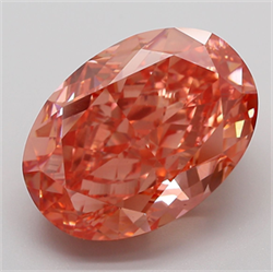 Picture of Lab Grown Diamond 10.77 Carats, Oval with  Cut, Fancy Vivid Pink Color, VS1 Clarity and Certified by IGI