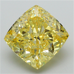 Picture of Lab Grown Diamond 6.84 Carats, CUSHION MODIFIED with  Cut, Fancy Vivid Yellow Color, VS1 Clarity and Certified by IGI