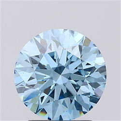 Picture of Lab Grown Diamond 2.04 Carats, Round with Excellent Cut, Fancy Vivid Blue Color, VS1 Clarity and Certified by IGI