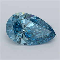 Picture of Lab Grown Diamond 1.42 Carats, Pear with  Cut, Fancy Vivid Blue Color, VVS1 Clarity and Certified by IGI
