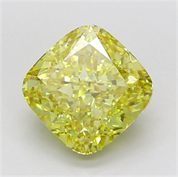 Picture of Lab Grown Diamond 3.09 Carats, CUSHION MODIFIED with  Cut, Fancy Intense Yellow Color, VS1 Clarity and Certified by IGI