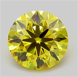 Picture of Lab Grown Diamond 1.50 Carats, Round with Ideal Cut, Fancy Intense Yellow Color, VS2 Clarity and Certified by IGI