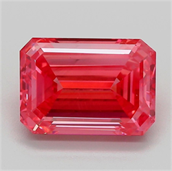 Picture of Lab Grown Diamond 3.35 Carats, Emerald with  Cut, Fancy Vivid Pink Color, VS2 Clarity and Certified by IGI