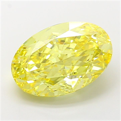 Picture of Lab Grown Diamond 7.03 Carats, Oval with  Cut, Fancy Vivid Yellow Color, VS1 Clarity and Certified by IGI