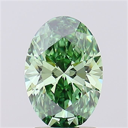 Picture of Lab Grown Diamond 1.50 Carats, Oval with  Cut, Fancy Vivid Green Color, VVS1 Clarity and Certified by IGI