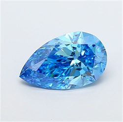 Picture of Lab Grown Diamond 2.03 Carats, Pear with  Cut, Fancy Vivid Blue Color, VS1 Clarity and Certified by IGI