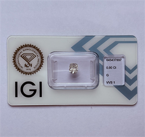 Picture of Natural Diamond 0.90 Carats, Cushion with  Cut, G Color, VVS1 Clarity and Certified by IGI
