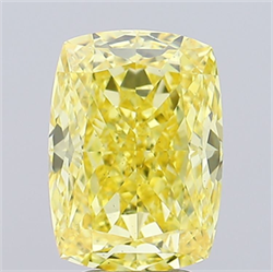 Picture of Lab Grown Diamond 4.59 Carats, CUSHION MODIFIED with  Cut, Fancy Vivid Yellow Color, VS2 Clarity and Certified by IGI