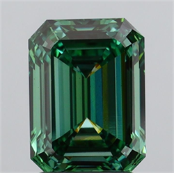 Picture of Lab Grown Diamond 2.07 Carats, Emerald with  Cut, Fancy Vivid Green Color, VS1 Clarity and Certified by IGI
