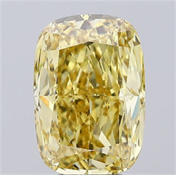 Picture of Lab Grown Diamond 5.06 Carats, CUSHION MODIFIED with  Cut, Fancy Intense Yellow Color, VVS2 Clarity and Certified by IGI