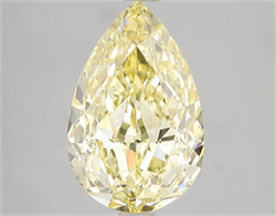 Picture of Lab Grown Diamond 5.10 Carats, Pear with  Cut, Fancy Vivid Yellow Color, VS1 Clarity and Certified by IGI