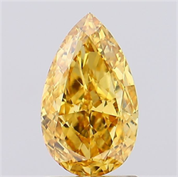 Picture of Lab Grown Diamond 1.51 Carats, Pear with  Cut, Fancy Vivid Yellow Color, VS1 Clarity and Certified by IGI