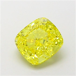 Picture of Lab Grown Diamond 1.58 Carats, CUSHION MODIFIED with  Cut, Fancy Vivid Yellow Color, VS1 Clarity and Certified by IGI