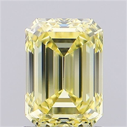 Picture of Lab Grown Diamond 1.50 Carats, Emerald with  Cut, Fancy Yellow Color, VVS2 Clarity and Certified by IGI