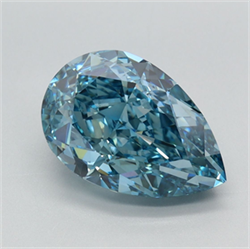 Picture of Lab Grown Diamond 3.21 Carats, Pear with  Cut, Fancy Vivid Blue Color, VS1 Clarity and Certified by IGI