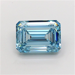 Picture of Lab Grown Diamond 4.50 Carats, Emerald with  Cut, Fancy Vivid Blue Color, VS1 Clarity and Certified by IGI