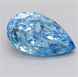 Picture of Lab Grown Diamond 10.17 Carats, Pear with  Cut, Fancy Vivid Blue Color, VS1 Clarity and Certified by IGI