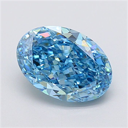 Picture of Lab Grown Diamond 2.52 Carats, Oval with  Cut, Fancy Vivid Blue Color, VVS2 Clarity and Certified by IGI