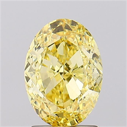 Picture of Lab Grown Diamond 2.27 Carats, Oval with  Cut, Fancy Vivid Yellow Color, VS1 Clarity and Certified by IGI