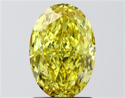 Picture of Lab Grown Diamond 2.01 Carats, Oval with  Cut, Fancy Intense Yellow Color, VS1 Clarity and Certified by IGI