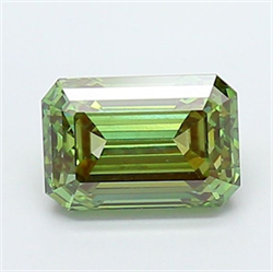 Picture of Lab Grown Diamond 1.41 Carats, Emerald with  Cut, Fancy Vivid Green Color, VS2 Clarity and Certified by IGI
