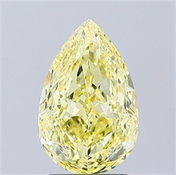 Picture of Lab Grown Diamond 2.08 Carats, Pear with  Cut, Fancy Intense Yellow Color, VVS2 Clarity and Certified by IGI