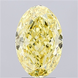 Picture of Lab Grown Diamond 3.21 Carats, Oval with  Cut, Fancy Vivid Yellow Color, VS2 Clarity and Certified by IGI