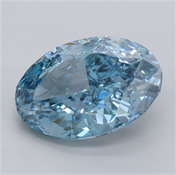 Picture of Lab Grown Diamond 1.98 Carats, Oval with  Cut, Fancy Vivid Blue Color, VS1 Clarity and Certified by IGI