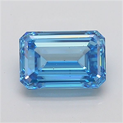 Picture of Lab Grown Diamond 2.70 Carats, Emerald with  Cut, Fancy Vivid Blue Color, VS1 Clarity and Certified by IGI